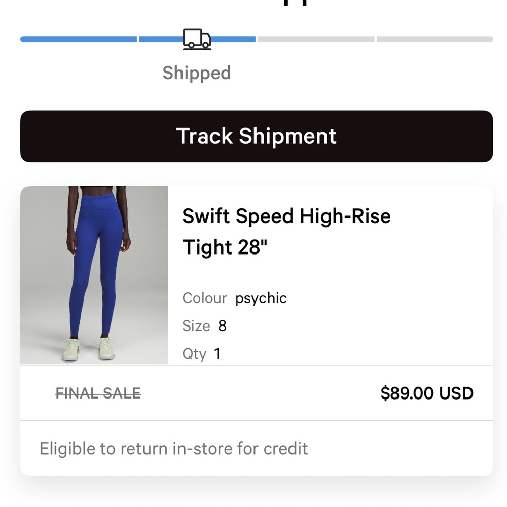 lululemon Swift Speed High-Rise Leggings 28” length